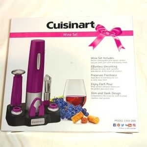 New Cuisinart Wine Set Electric Wine Opener Aerator Vacuum Sealer Cutter